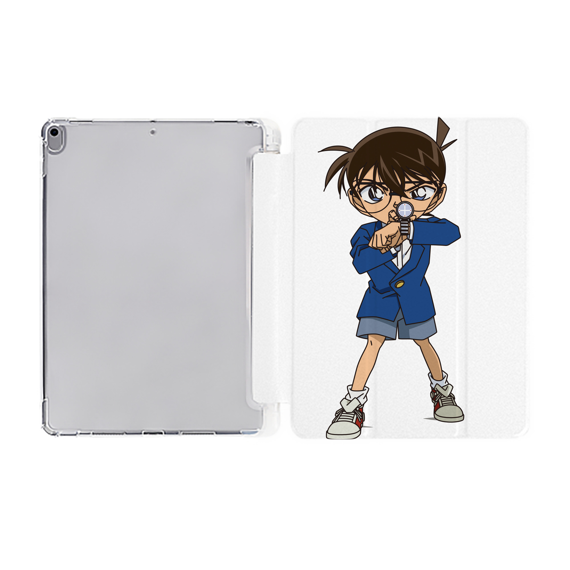 （画像用） 名探偵コナン 江戸川 コナン Detective Conan Conan Edogawa IPad ケース ペン収納付き 三つ折りスタンド PUレザー×シリコン 対応機種9.5/10.5/10.9インチ